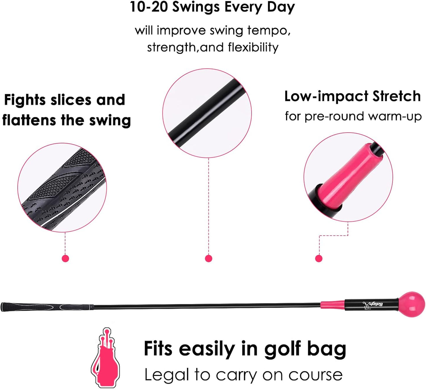 Golf Swing Trainer Aid 48"/40" Warm-Up Stick for Strength Flexibility Tempo Training Golf Practice Aid with Weighted Head Swing Corrector for Men Women