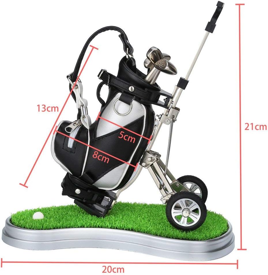 10L0L Golf Gifts for Christmas Day, Golf Pens with Golf Bag Holder & Pen Holder, Golf Souvenirs Gifts with 3 Pieces Golf Club Pens Office Desk Golf Bag Pencil Holder for Men Birthday