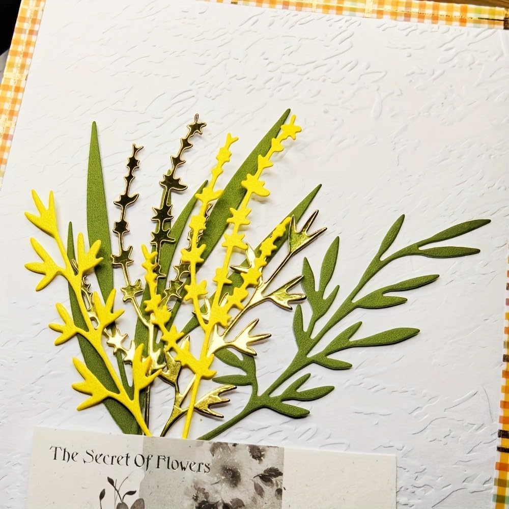 Flowers Metal Cutting Die for Scrapbooking - Cut Stencils for DIY Scrapbook Photo Album Decorative Paper Card, Card Making Supplies, Stencils & Crafting Die Cut (Seagrass 5.1 x 4.4 in)