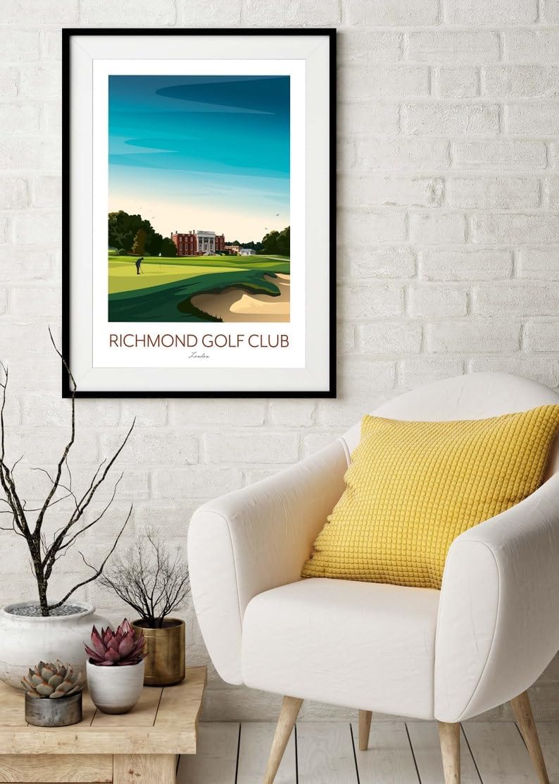 Richmond Golf Club Print - London Golf Course, Richmond Golf Club Poster, London Golf Course Print, Golf Art Wall Decor, Golf Landscape Illustration (Unframed) (24x36)