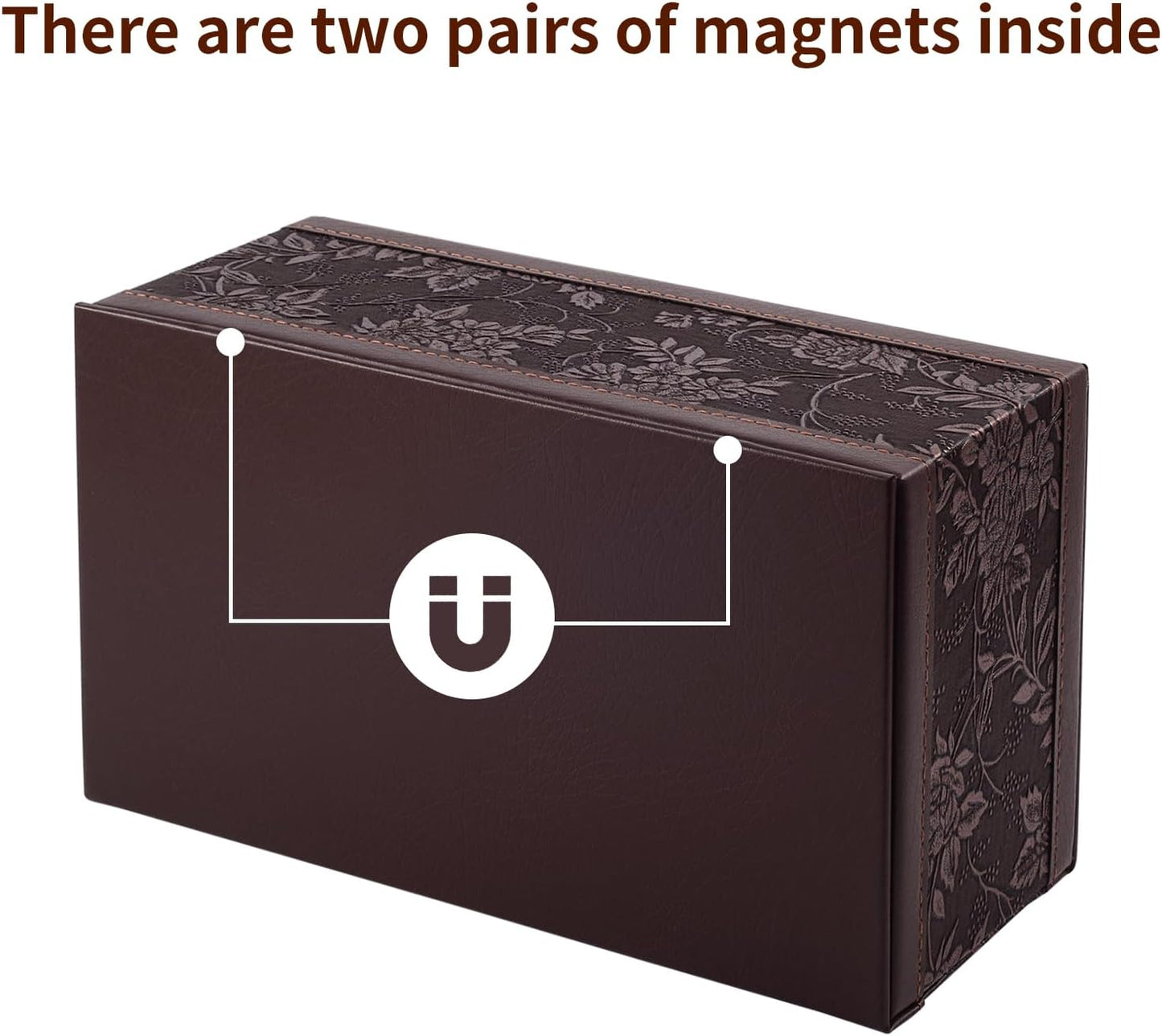 PU Leather Tissue Box Cover Tissue Box Holder Rectangle Tissues Organizer with Magnetic Bottom,Decorative Napkin Caddy for Vanity Dresser Night Stand Table Countertop Home Office Car,Retro