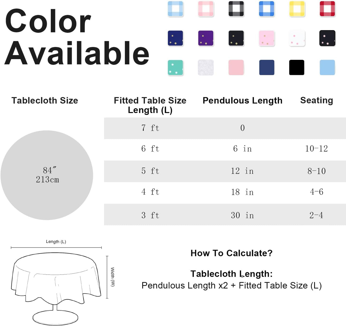 3 Pack Round Disposable Light Blue Tablecloth, Light Blue Plastic Table Cloths for Parties Disposable, 84x84 in Waterproof Camping Tablecloth for Birthday Party Baby Shower Picnic School