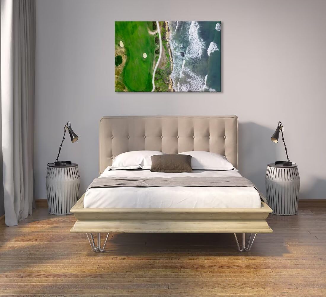 Half Moon Bay Golf Links in San Francisco California Wall Art for Office Living Room Bedroom Bathroom Wall Decor Golf Picture Poster Framed Artwork Canvas Prints Ready to Hang(12''H x 16''W)