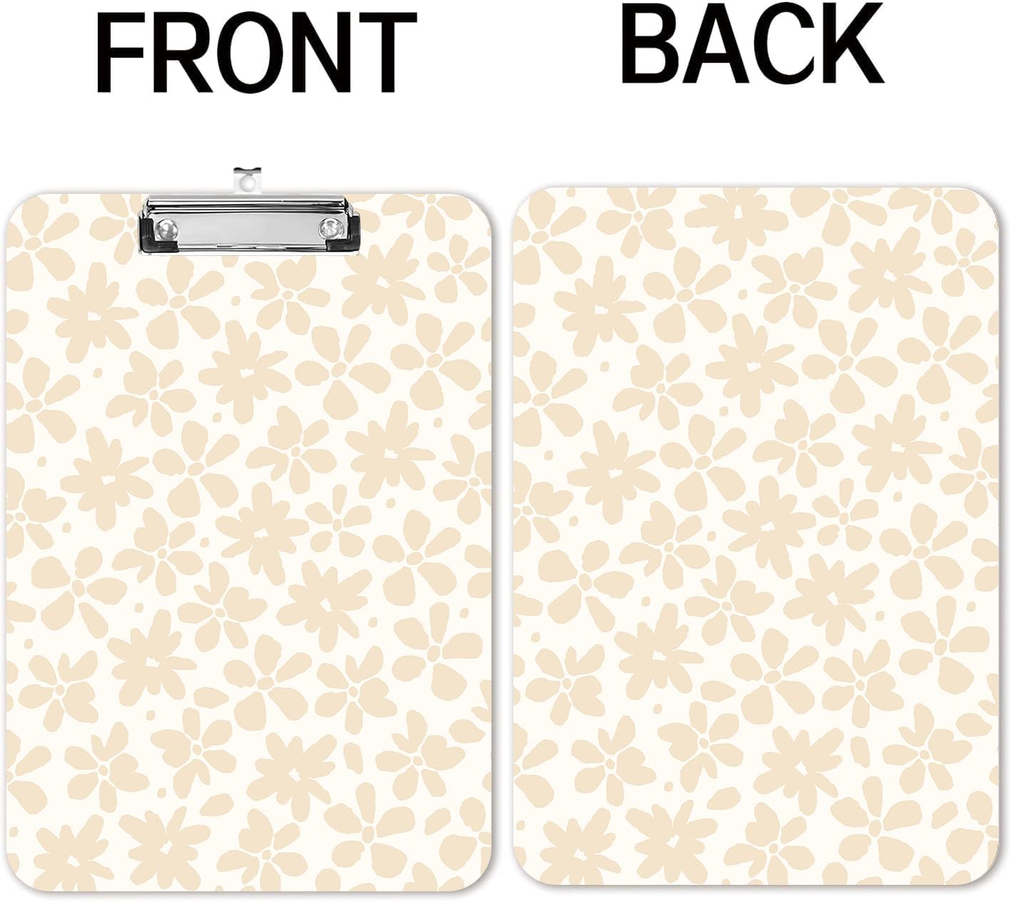 Fashion A4 Clipboard, Standard Letter Size 9" x 12.5", Decorative Wooden Clipboard with Low Profile Metal Clip for Office, School, Teachers, and Students, Beige Flower
