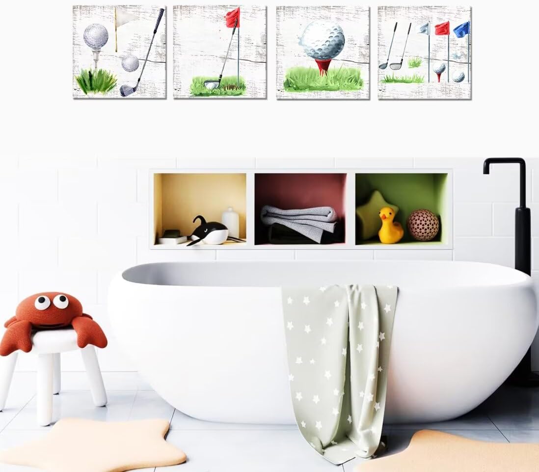 Pankila Golf Balls Wall Art Golf Clubs Canvas Wall Decor Leisure Sports Poster Artwork for Gym Living Room Office Man Bedroom Painting Modern Minimalism Frame Print Artwork (12''W x 12''H x 4)