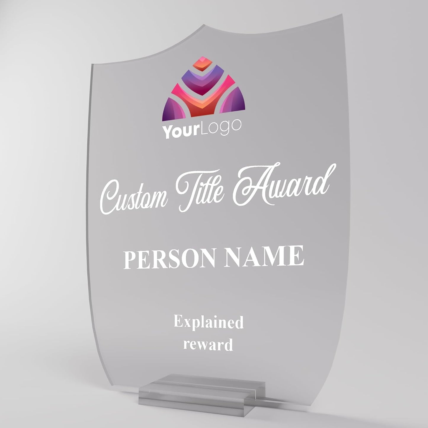 Personalized Acrylic Trophy Award for Activities I Custom Trophy Plaque I Customizable Awards and Trophies I Customize Your Employee Appreciation Gifts (Wide 8" x 10" Height) (Award With Logo)