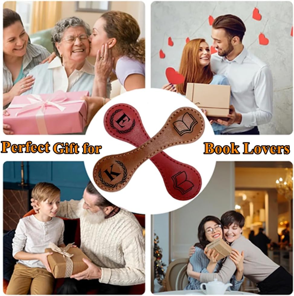 Personlized Magnetic Leather Bookmarks with Initials, Customized Book Marks Clip 26 Letters Bookmark for Reading Women, Men, Kids,Cute Book Markers Meaningful Gift for Book Lovers (Purple, D)