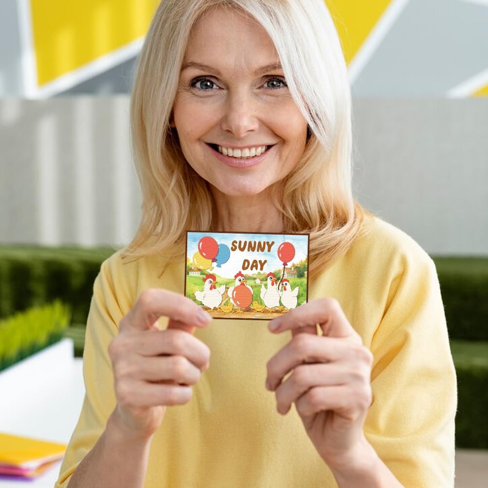 Chicken Cutting Dies Chicken Chasing Balloon Scene Card Making Die Cuts Carbon Steel Stencils Scrapbooking Embossing Template Dies for DIY Craft Album Easter Festival Gift Decor