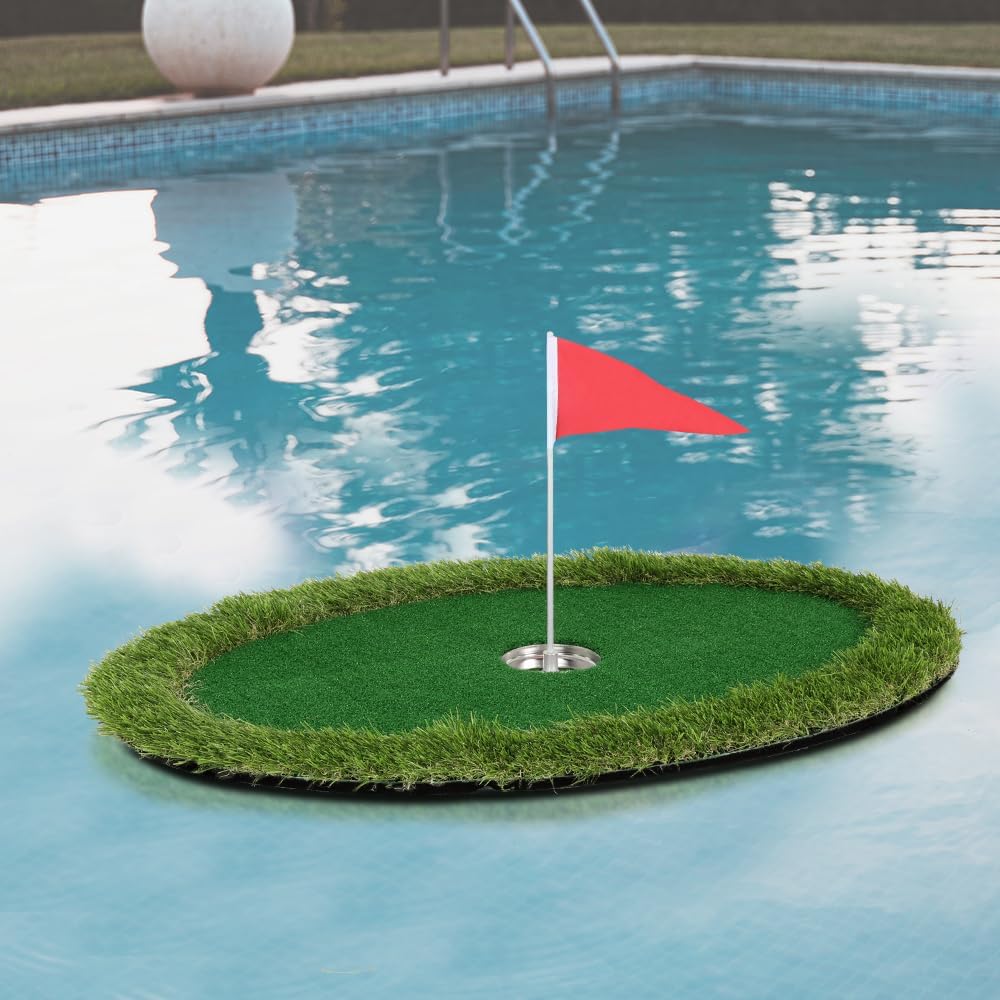 Kokorona Floating Golf Green for Pool, Floating Chipping Green Golf Chipping Practice Foldable Round Putting Mat Pool Golfmat for Outdoor, Golfgift for Golfer
