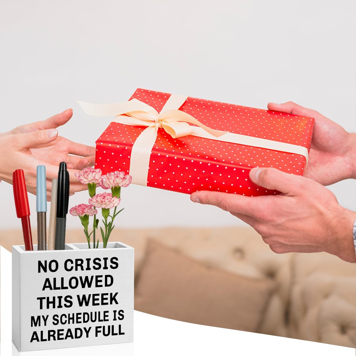 Bosses Day Gifts for Women Men Manager Funny Office Decor for Women Wooden Pencil Holder National Boss Day Decorations Gifts for Supervisor Leader Men Manager HR Coworker Office Desk Decor A 02