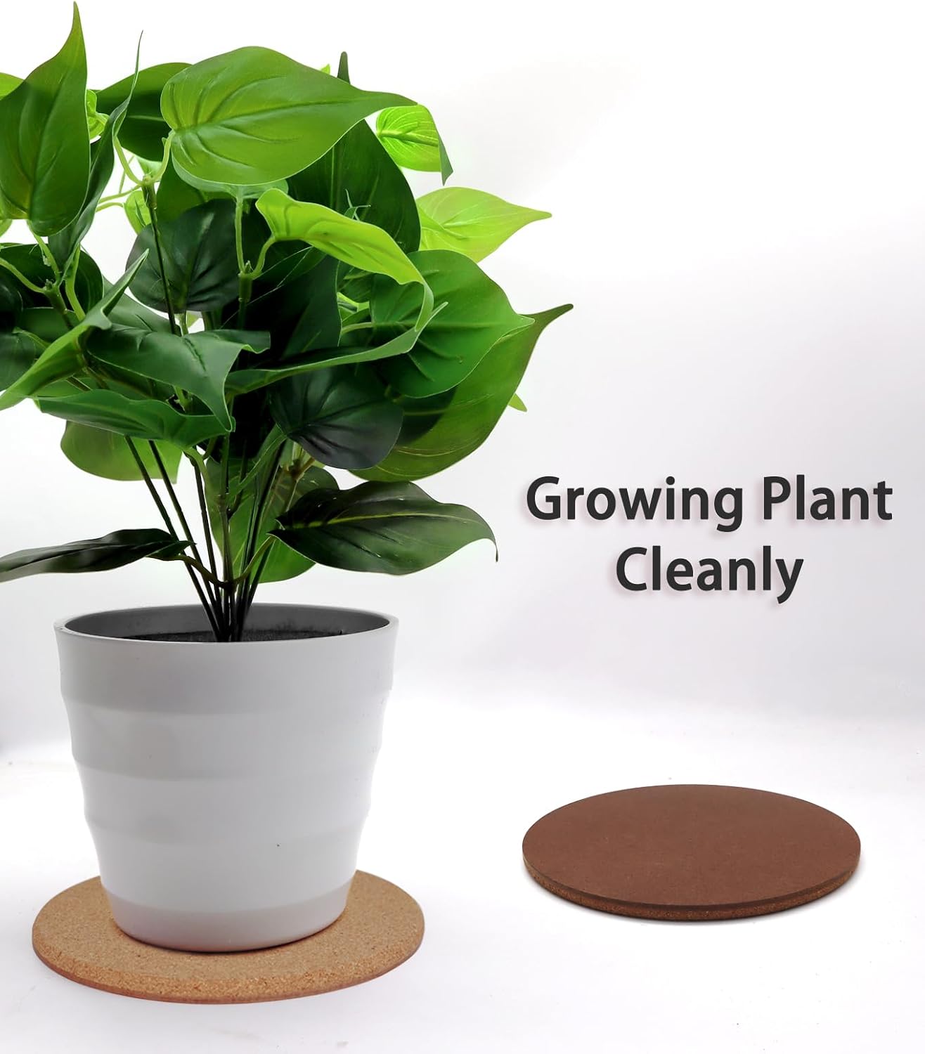 Cork Plant Coasters, Double Layers Hard Thick Planter Coaster, 12 Inch Absorbent Mats, Cork Trivets for Hot Dishes, Coasters for House Plants, 2 Pcs