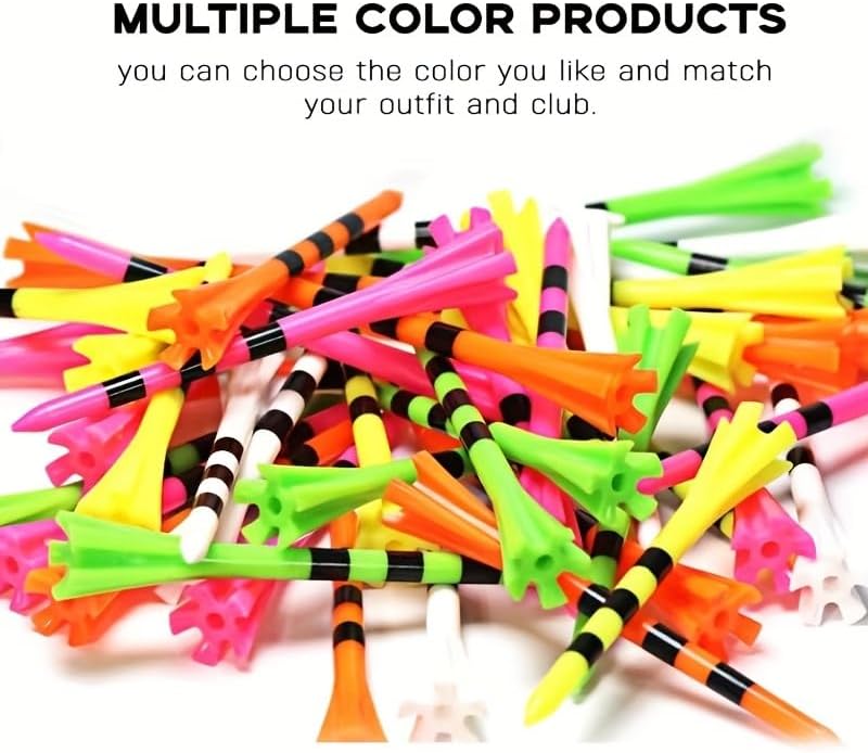 SWINGTEK 120 Pack Plastic Golf Tees,Contain 100 pcs 3-1/4 Inch Unbreakable Long Tees and 20 Short Tees,Mixed Color,Frictional Resistance Reduction