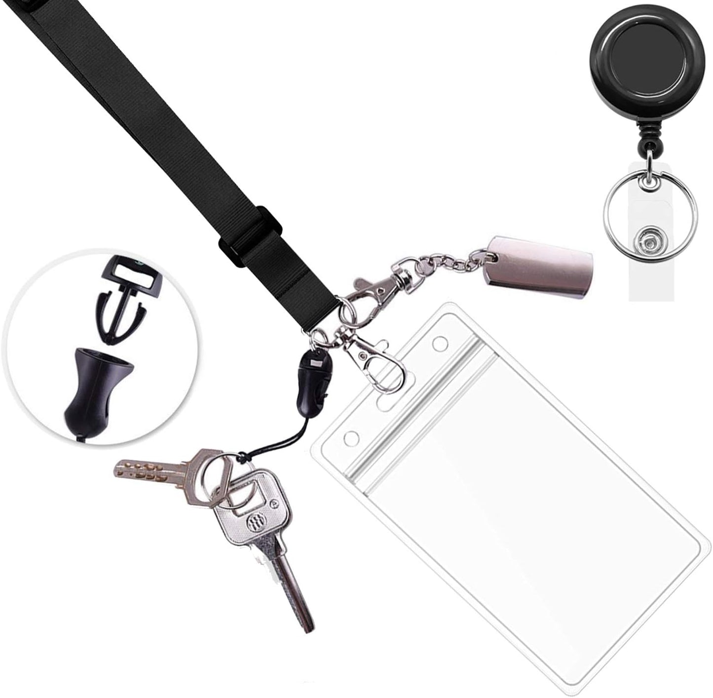 AMUU 6 Colors Lanyards Adjustable Extend Length with Vertical ID Badge Holder and Retractable Badge Reel,Red,Yellow,Black,Green,Purple,Royal Blue,6 Pack