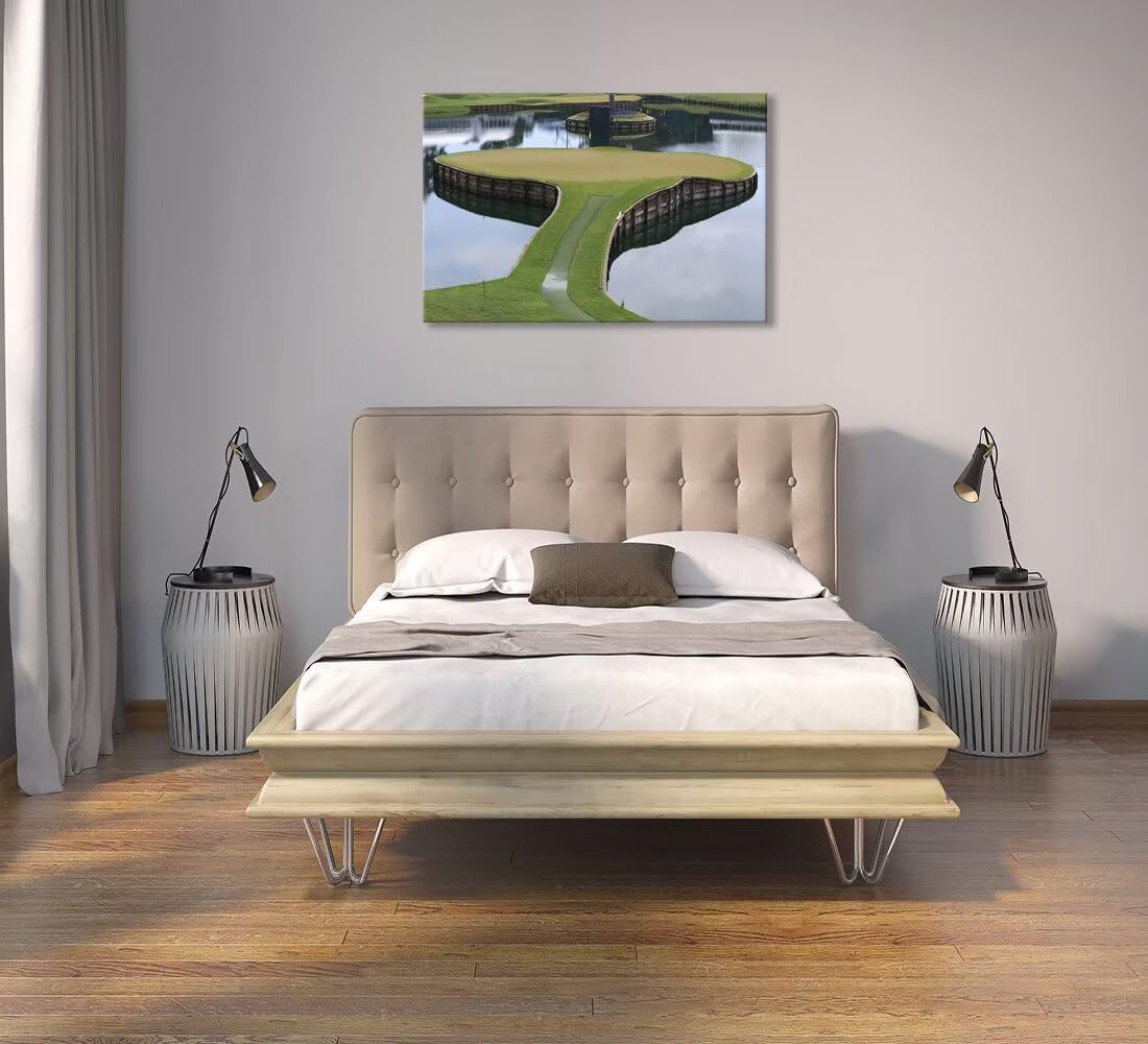 TPC Sawgrass Golf Course Wall Art for Living Room Bedroom Bathroom Home Decorations Golf Posters Canvas Prints Golf Pictures Framed Artwork Ready to Hang(12''H x 16''W)