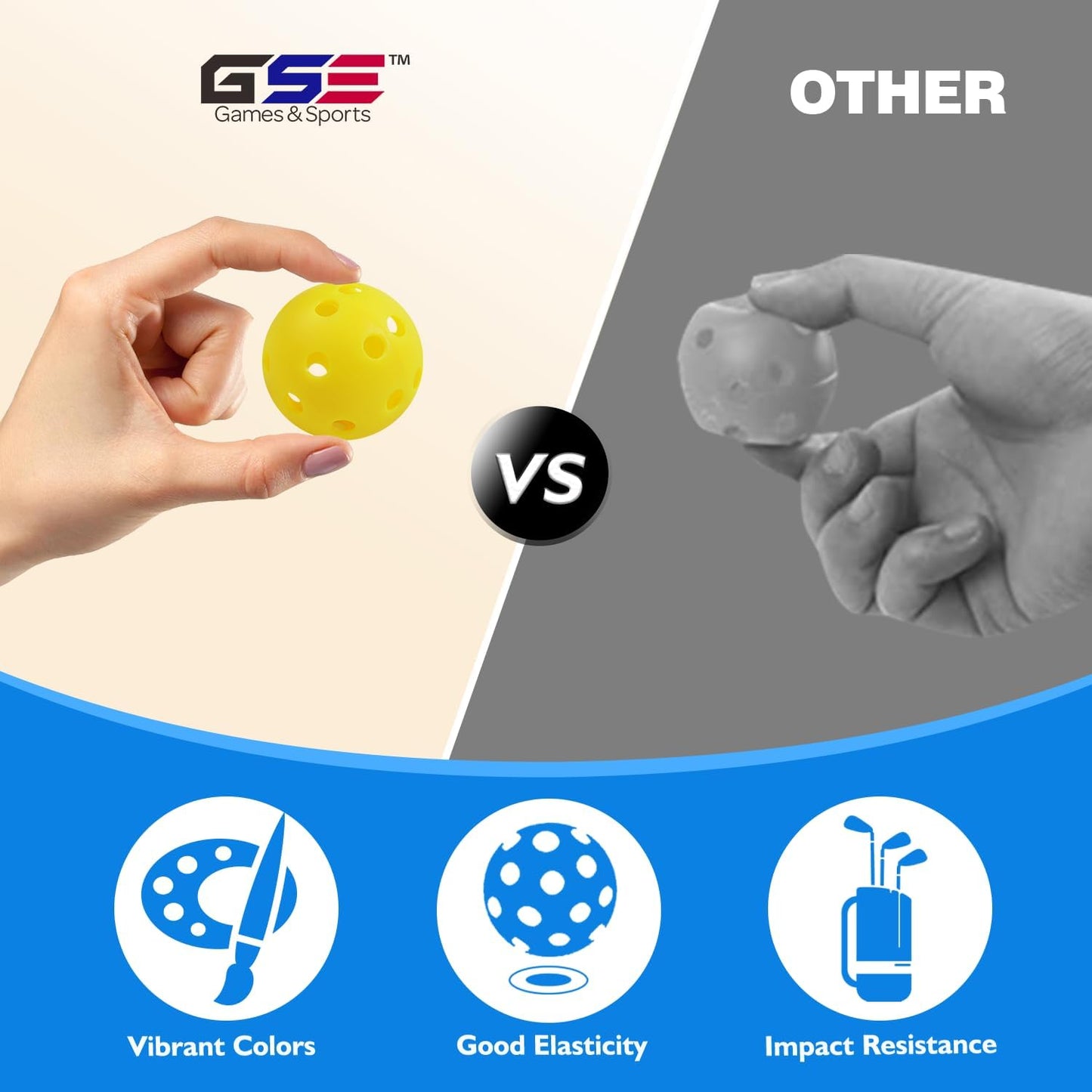 GSE Games & Sports Expert 12-Pack Practice Golf Balls, 40mm Limited Flight Plastic Soft Golf Balls, Airflow Hollow Training Golf Ball for Swing Practice (Several Colors Available)