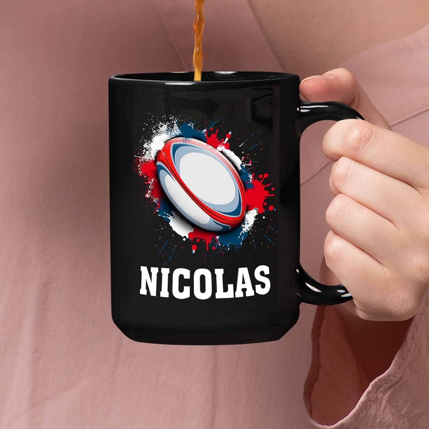 Personalized Choose Name Rugby Black Ceramic Mug Gifts For Fans Team Sport, Customized Rugby Ball Coffee Mugs Cups 11 Oz 15 Oz, Rugby Player Coffee Cup, Rugby Travel Team Mug, Rugby Ball Sport Mug