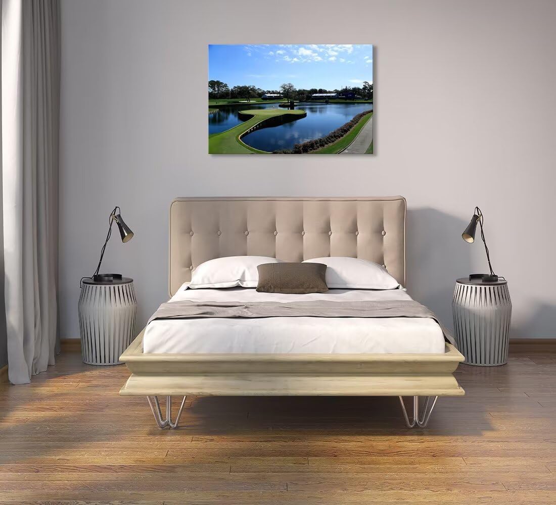 TPC Sawgrass Golf Course Wall Art for Living Room Bedroom Office Wall Decor - USA Golf Course Picture Poster Framed Artwork Canvas Prints Golf Art Ready to Hang(12''H x 16''W)