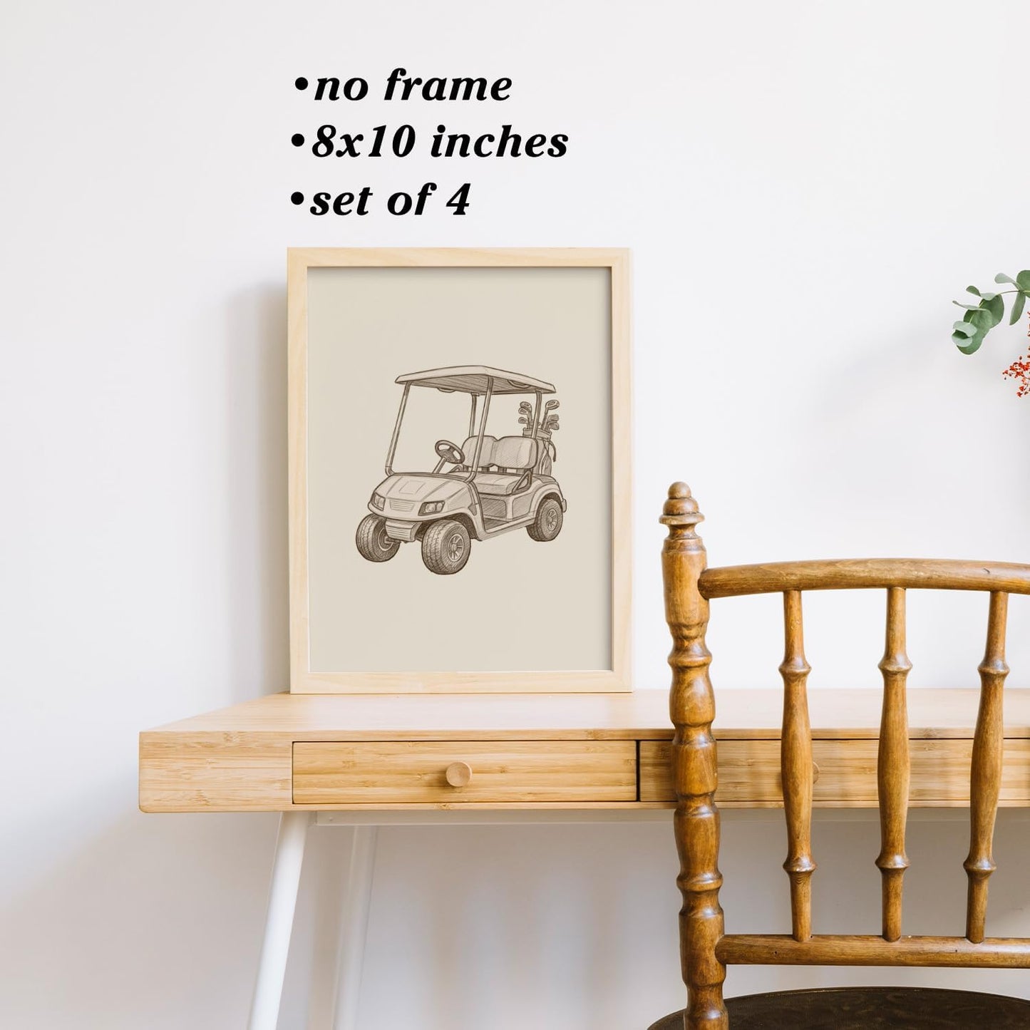 Boat Wades Vintage Bear Golfing Wall Art Prints Set of 4, Golf Nursery Decor, Retro Golf Cart Bag Bear Golfer Posters Pictures Wall Decor for Home Office Kids Room Playroom, 8x10 Unframed