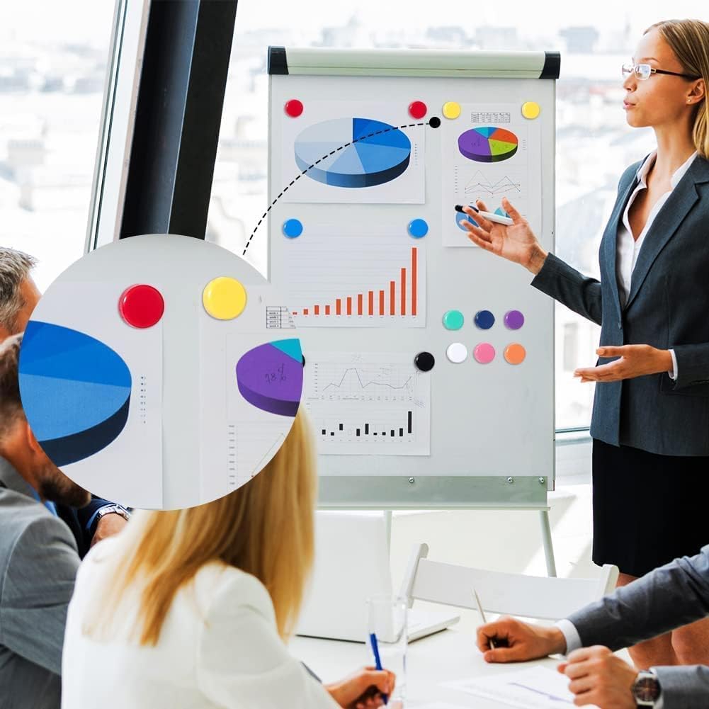 Qualsen Fridge Magnets - 30pcs Strong Mini Refrigerator Magnets for Whiteboard, Locker, Office, Classroom (Red)