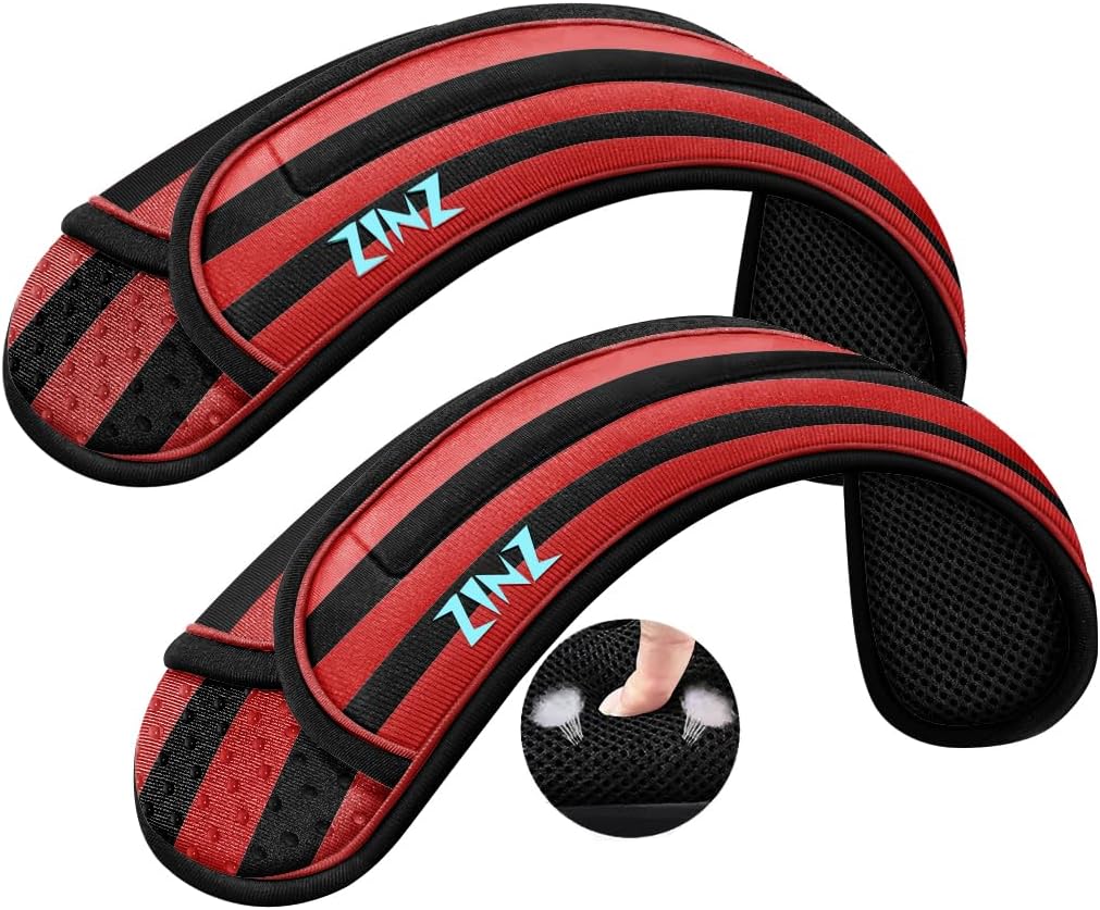 ZINZ 2-Pack Universal Shoulder Pad with Ultra thick Cushion for Bag Luggage Bag Crossbody, Plus Long & Anti-Slip & Breathable,Black-Red-Black Stripes