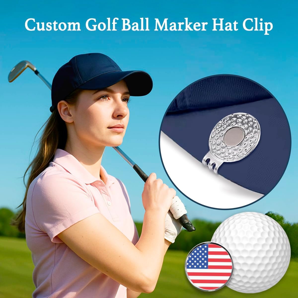 Personalized Golf Ball Marker Hat Clip – Custom Magnetic Marker with Your Photo, Name, Logo or Initials – Unique Golf Gift for Men, Dad, Coach, Golfer