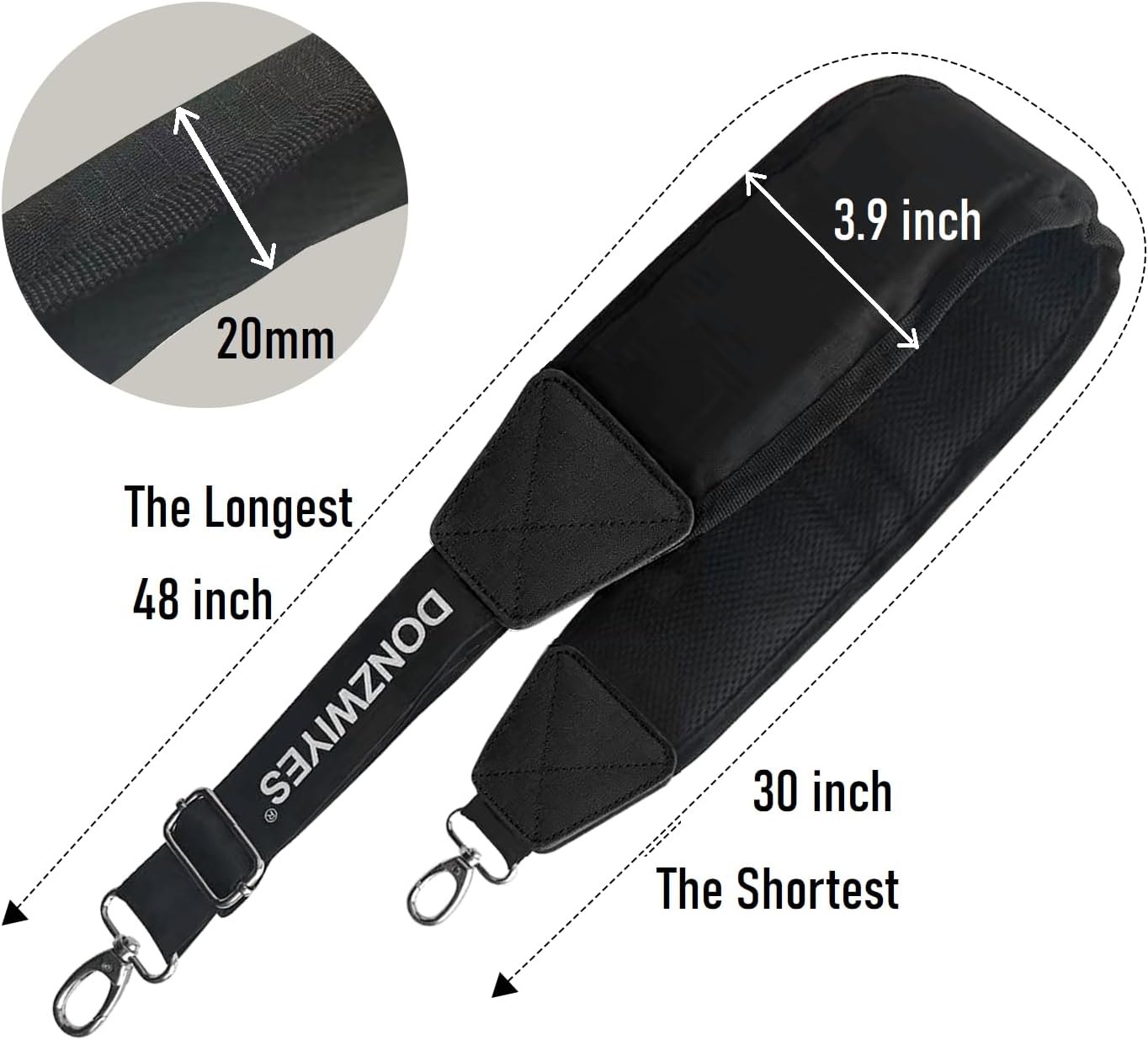 Golf Bag Shoulder Strap Upgraded Single Padded Adjustable Straps Universal Replacement(All in Black,1 Pack)