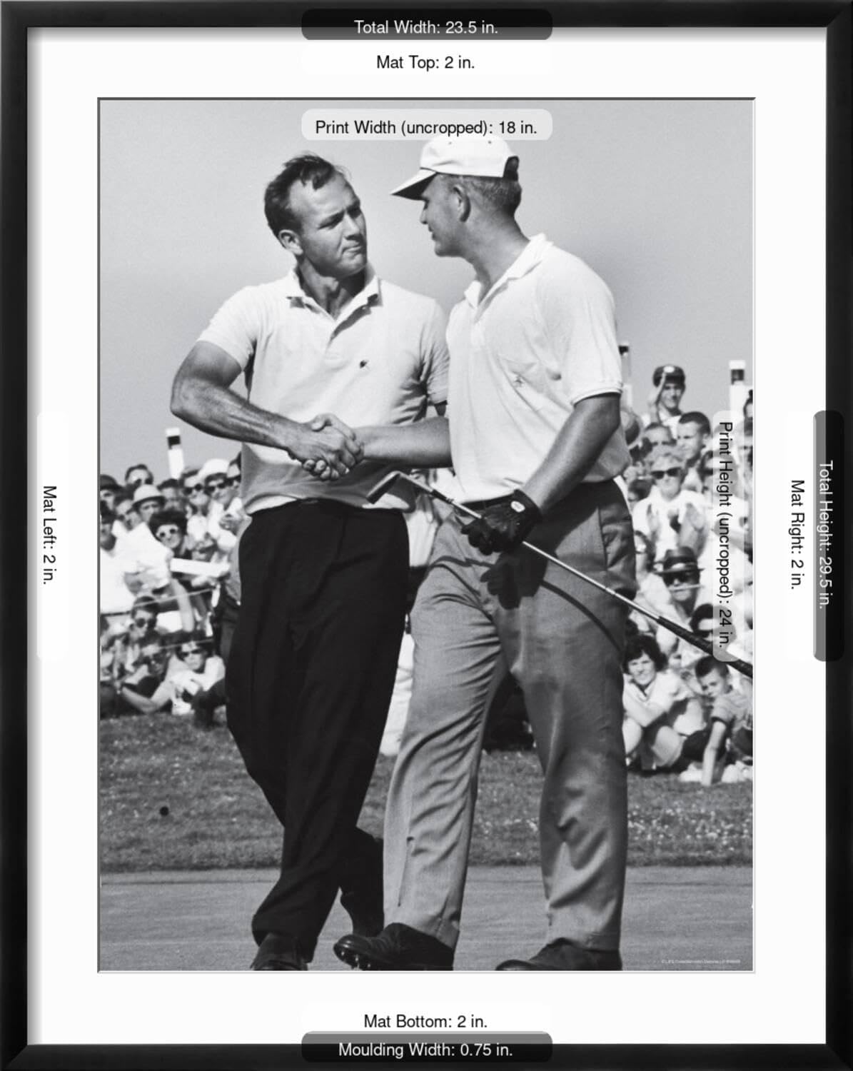 ART.COM Wall Premium Photographic Print Golfer Jack Nicklaus and Arnold Palmer During National Open Tournament on Black Frame by John Dominis, 23" x 29"