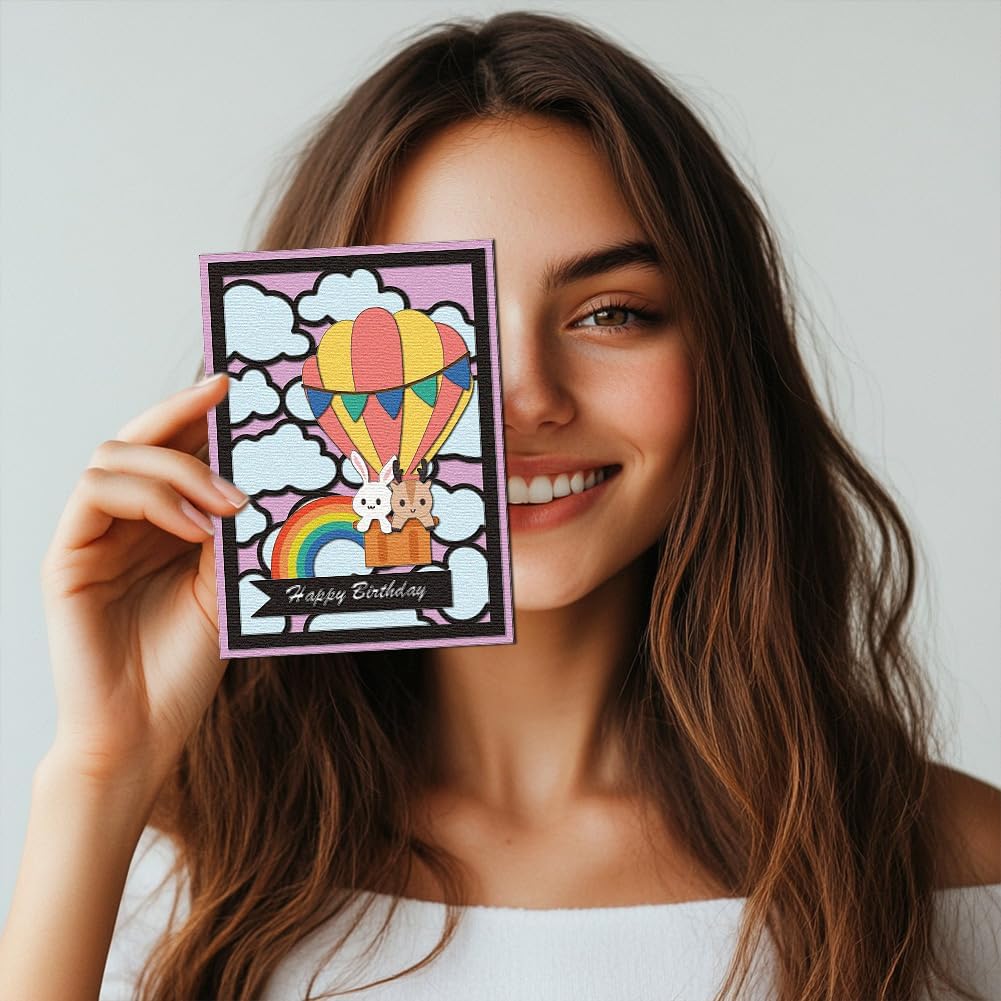 Cloud Background Cutting Dies Hot Air Balloon Card Making Die Cut Carbon Steel Die Cuts Stencils Card Scrapbooking Embossing Template for DIY Paper Craft Making Album Gift Invitation Decor