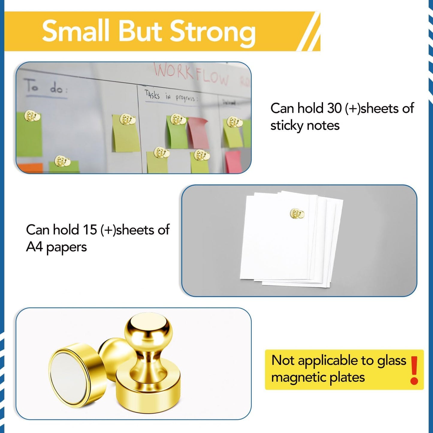 LOVIMAG Fridge Magnets 18Pcs Refrigerator Whiteboard Small Strong Magnet Classroom Kitchen Accessories Decorative Locker Set Decor Must Haves Office Calendar Refrigerador Magnetic Cute Crafts Gold