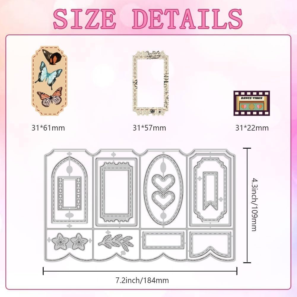 Lapoo Geometric Cutting Dies for Scrapbooking - Durable, Cut Stencils for DIY Scrapbook Photo Album Decorative Paper Card, Card Making Supplies (Folding Card 7.2 x 4.3 in)