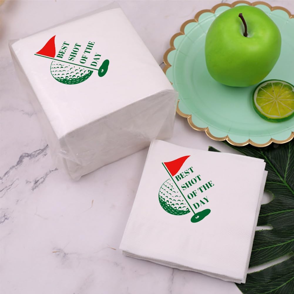 Golf Themed Bachelor Party Cocktail Napkins 50Pcs Best Shot Of The Day Paper Disposable Napkins For Masters Golf Lover Party Table Decorations 5 x 5 2-ply (Best Shot Of The Day)