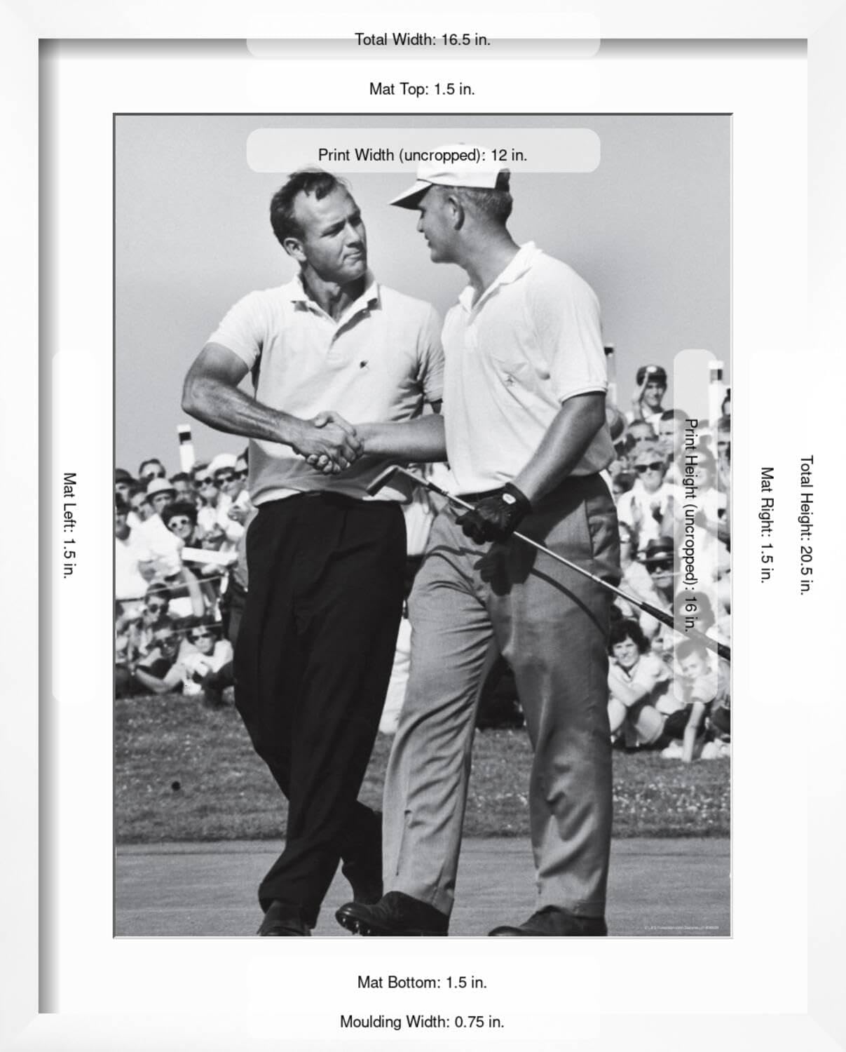 ART.COM Wall Premium Photographic Print Golfer Jack Nicklaus and Arnold Palmer During National Open Tournament on White Frame by John Dominis, 17" x 21"