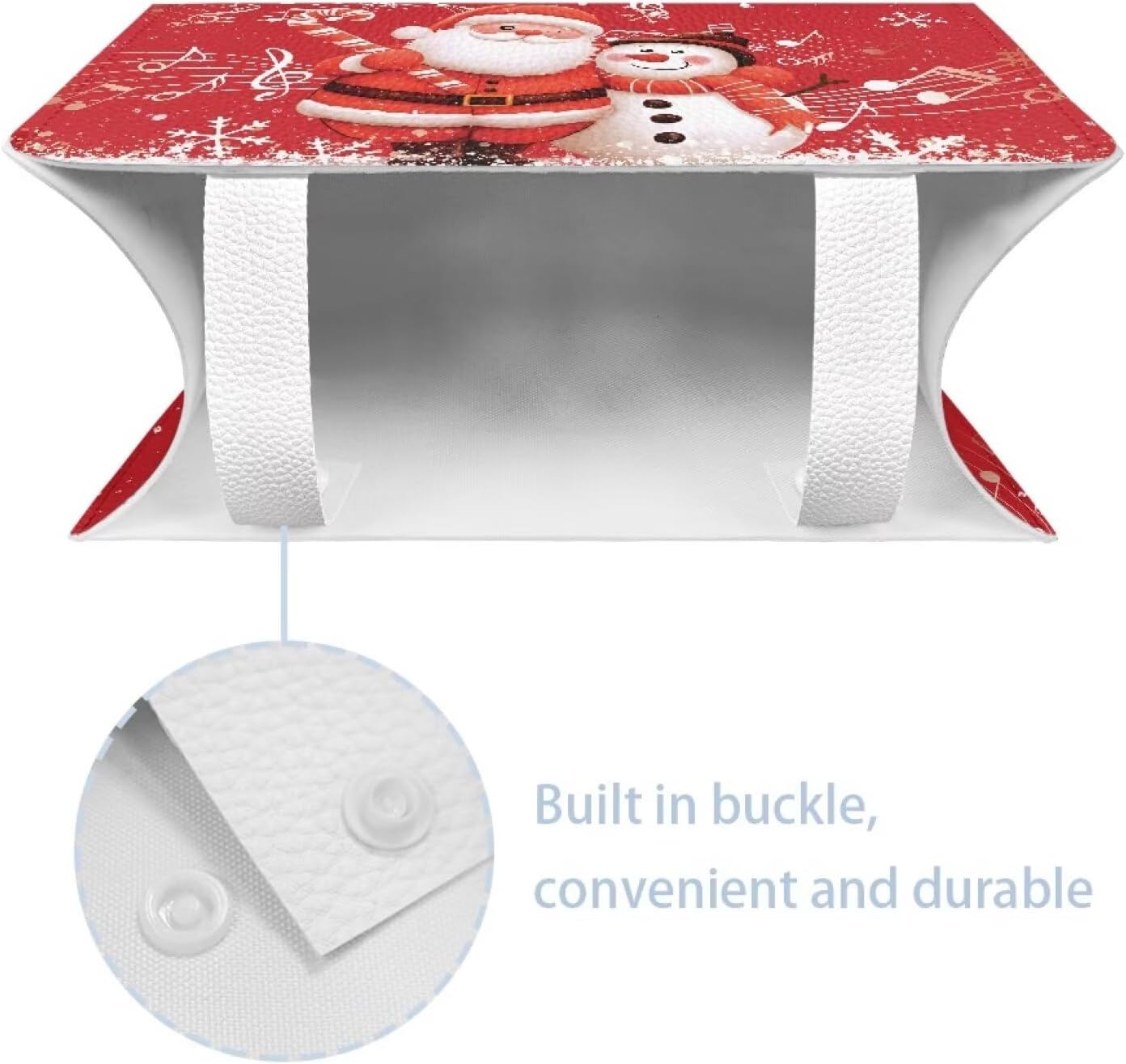 Red Tissue Box Cover Christmas Santa & Snowman Tissue Cover Xmas Home Decor Waterproof Leather Facial Paper Box Holder for Desk Bathroom Vanity Countertop