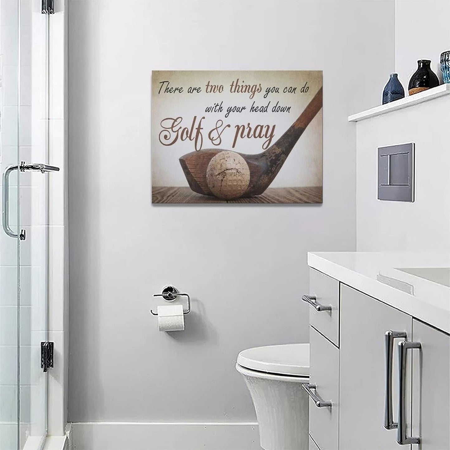 Golf Wall Art Sports Golf Pictures Wall Decor Motivational Quotes Canvas Painting Artwork Modern Home Decorations Framed for Bedroom Office Living Room 12"x16"