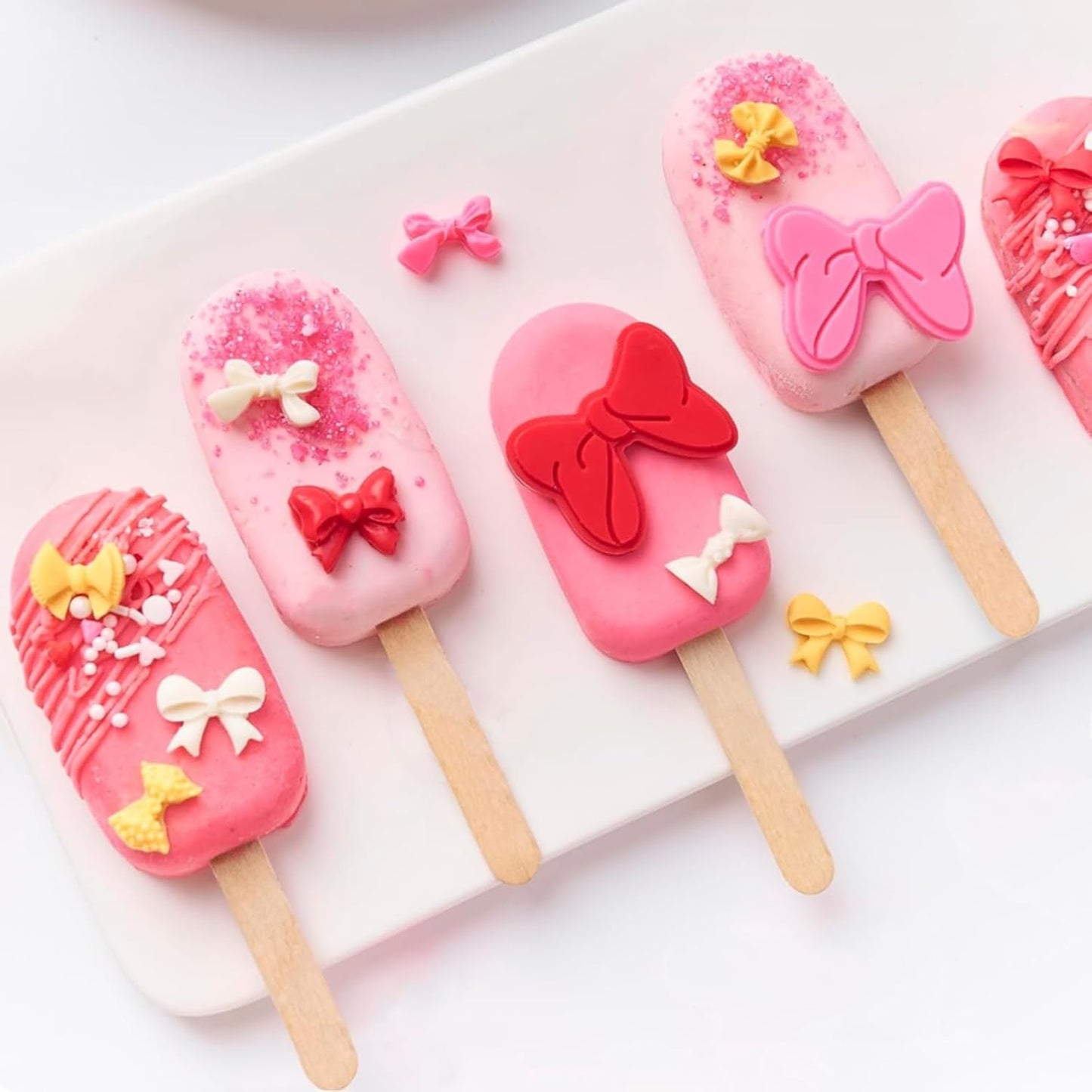 4 Pcs Bow Silicone Mold, Mini Bows Fondant Molds, Chocolate Candy Silicone Molds for Cupcake Topper, Cake Pop Decoration and Clay Craft Making