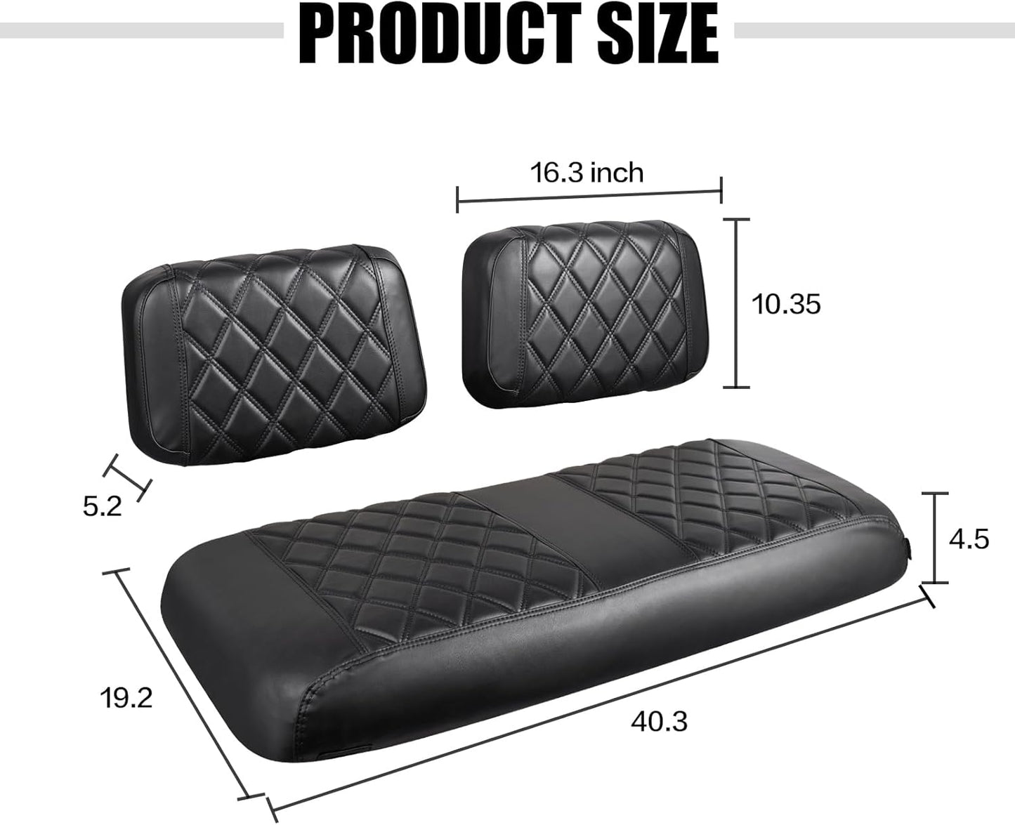 NOKINS Golf Cart Seat Covers Fit Club Car DS Pre-2000 OEM Ordinary Seats Only,Golf Cart Leather Diamond Replacement Front Seat Cover No Stapler Required/Anti-Fading/Anti-Scratch…