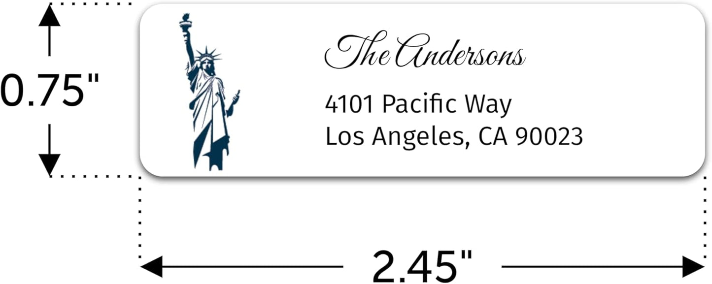 Personalized Patriotic Return Address Labels, Self-Adhesive Address Stickers on Sheets, 50-1000 Labels (Statue of Liberty)