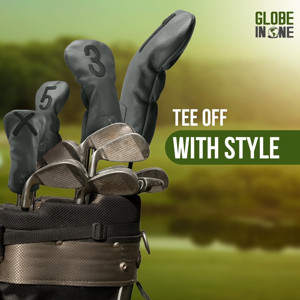 Premium Golf Club Head Covers Set of 4 Fits Drivers Fairways Hybrids 1, 3, 5 and X