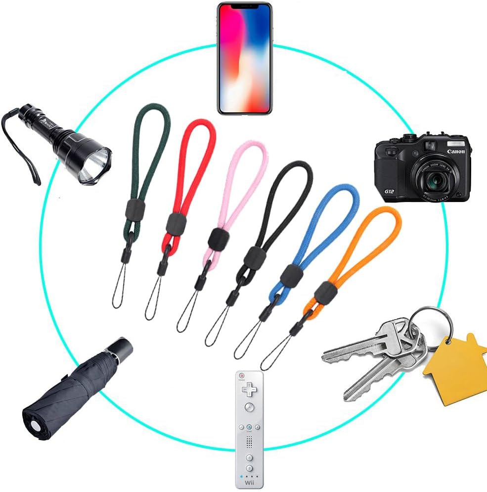 YOUOWO 6 Pack Finger Strap Ring Lanyards,Colored Rope Small lanyard For Phone Cases Keys Keychain USB ID Card Badge