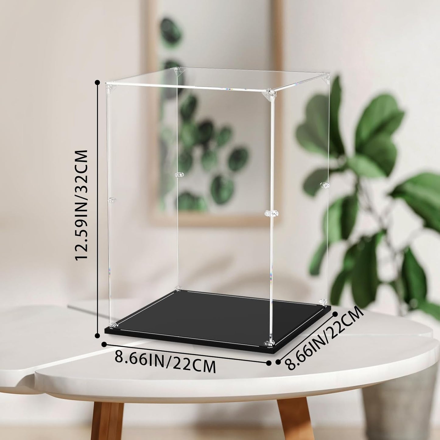 Clear Acrylic Display Case, Self-Assemble Showcase for Collectibles, Action Figures, Dolls, Toys - Alternative Glass Box for Commemorative Gifts (8.66x8.66x12.59inch, 22x22x32 cm)