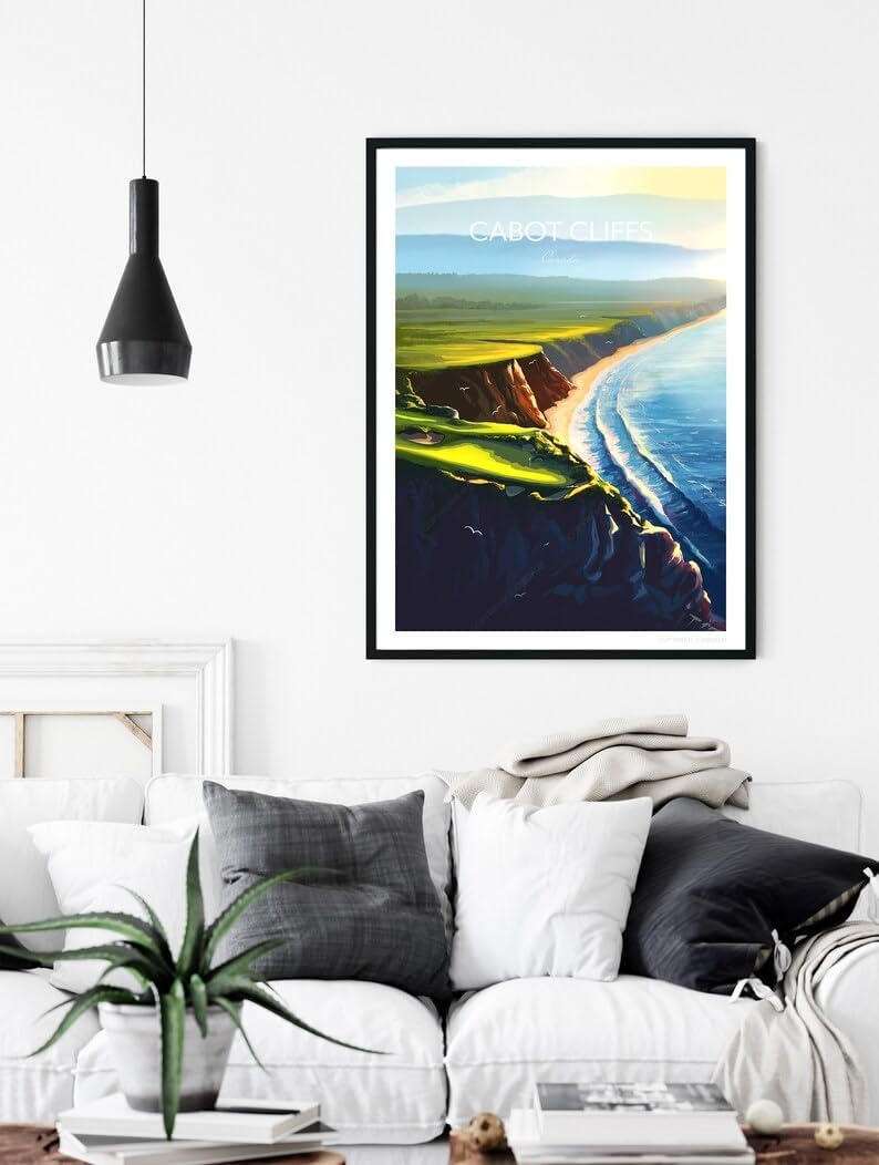 Nationcog Cabot Cliffs Golf Print, 16th Hole - Cape Breton, Canada Golf Poster, Cabot Cliffs Golf Poster, Nova Scotia Golf Course Art, Scenic Coastal Golf Print (Unframed) (11x14)