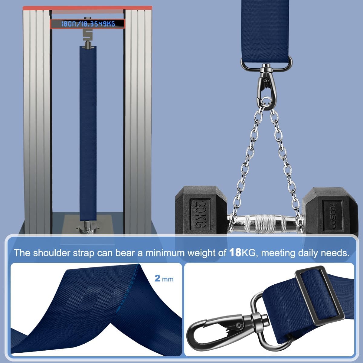 ZINZ Fixed Pad Bag Strap 60 inch Belt with Cushion Breathable Pad,Durable Strap with Double Adjustable Buckle and Metal Hooks