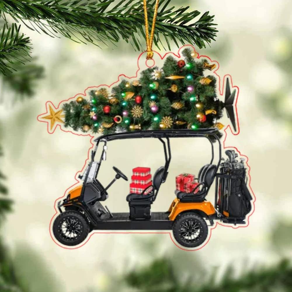 Personalized Acrylic Ornament, Gifts for Golf Lovers, Him, Her, Family Member, Christmas Tree Decor, Home Décor, Golfing Cart Christmas Ornament, Idea 6