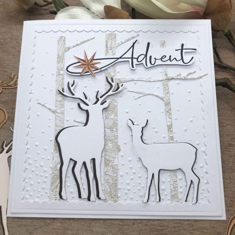 Lapoo Metal Cutting Die for Scrapbooking, 3D Backgrounds Frame New Cutting Dies DIY Album Card Making Decor Paper Metal Die Cuts Party Wedding Decorations (Three Deer 4.1 x 3.5 in)