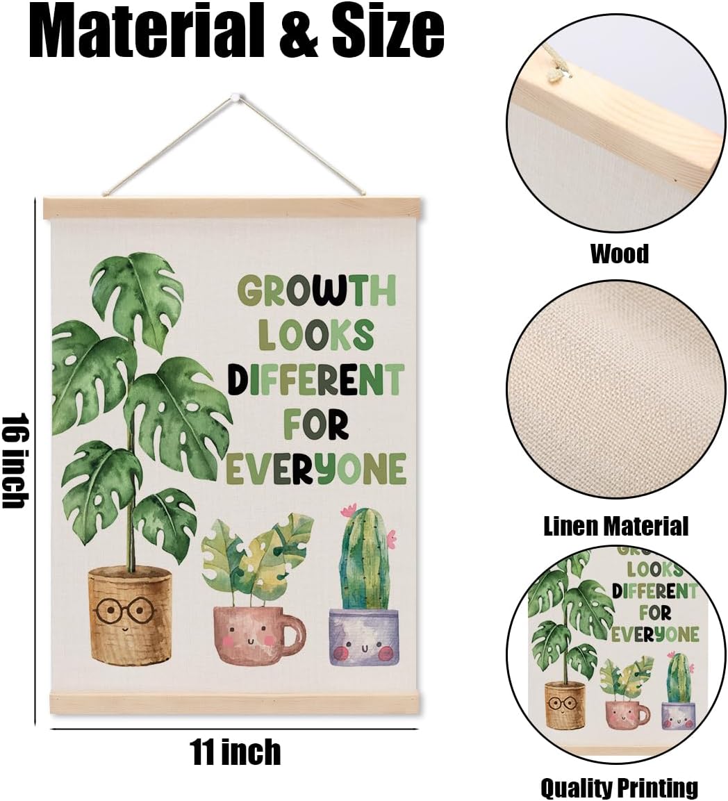 Inspirational Poster Hanger, Therapy Office Decor Growth Mindset Wall Decor Motivational Gifts Educational Posters Wall Art Wall Hanging Banner Classroom Toddler Room Nursery Home Baby Room Decor