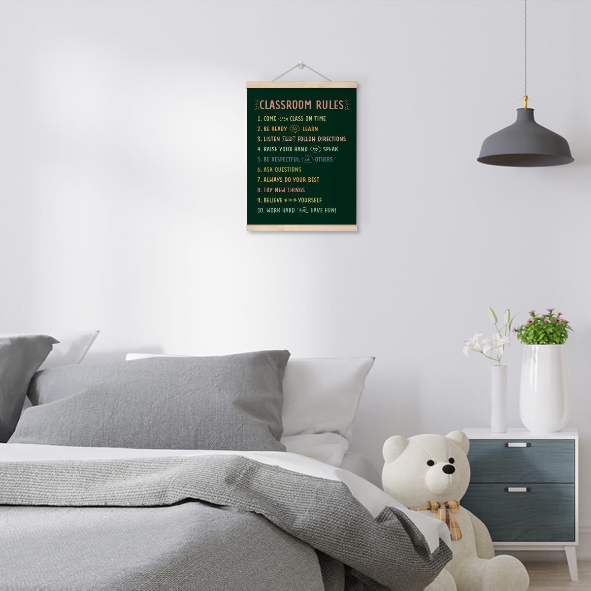 WDSXWH Classroom Rules Poster, Classroom Expectation Posters for Preschool Middle School Kindergarten Elementary Back to School Teach Supplies