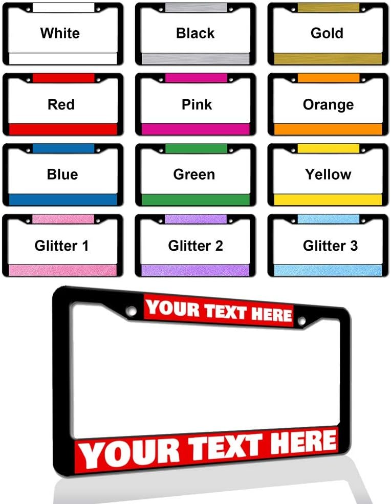 Custom License Plate Frame, Personalized Your Own Text, Vanity, Auto Car Front Tag Sign Metal US License Plate Holder Frame 2 Holes (Multi Frame)
