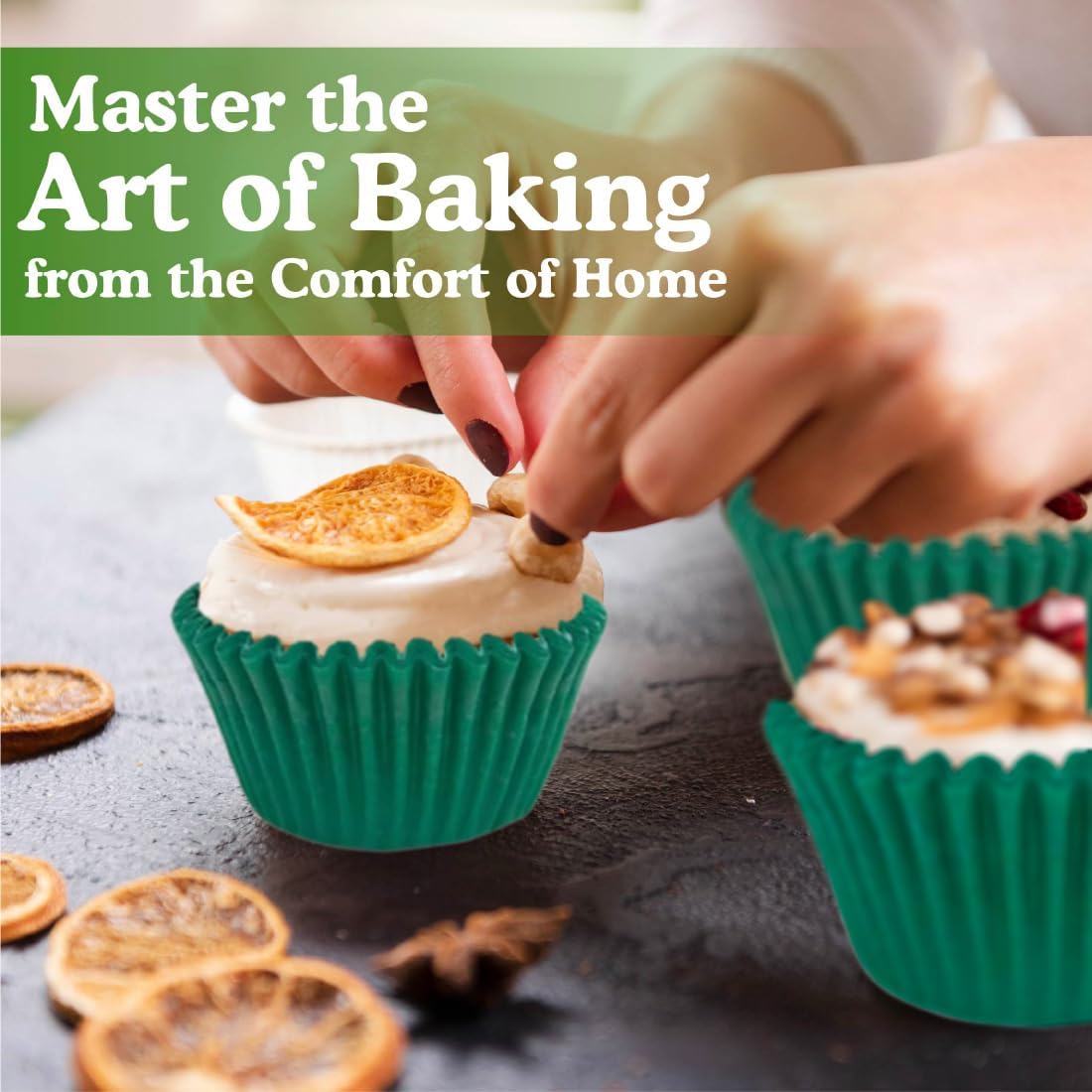 Regency Wraps Greaseproof Professional Grade Baking Cups, Pack of 40, Standard Liners, Green Solid, for Cupcakes, Muffins, Candy, Non Stick