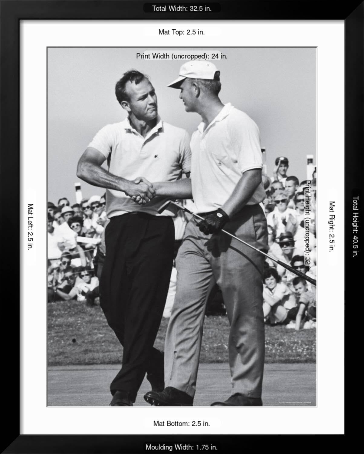 ART.COM Wall Premium Photographic Print Golfer Jack Nicklaus and Arnold Palmer During National Open Tournament on Black Frame by John Dominis, 32" x 40"