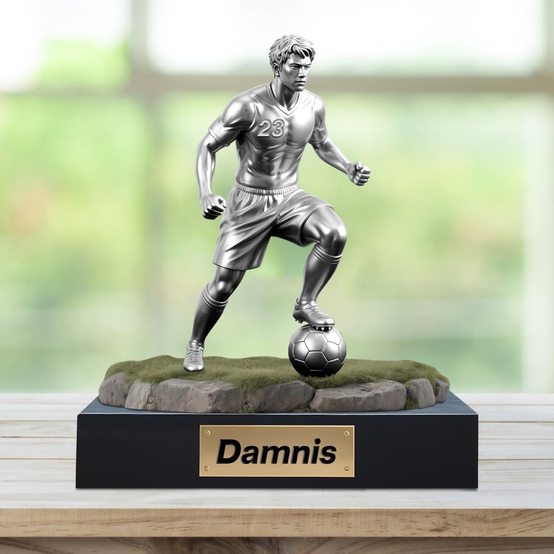 Personalized Soccer Player Ornament Sign Custom Name Flat Desk Sign Art Soccer Lovers Acrylic Plaque Home Garage Men Cave Desk Decor Plaque Gifts for Man Dad Christmas Birthday Decoration